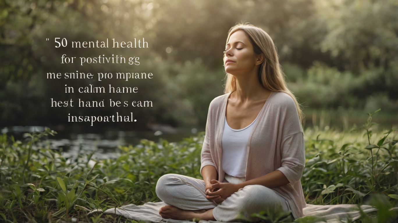 Yoga Poses for Kids Top 15 Easy poses : Fun, Healthy & Beginner-Friendly 7 Peaceful woman meditating in nature with inspirational blog title overlay – 50 Mental Health Quotes
